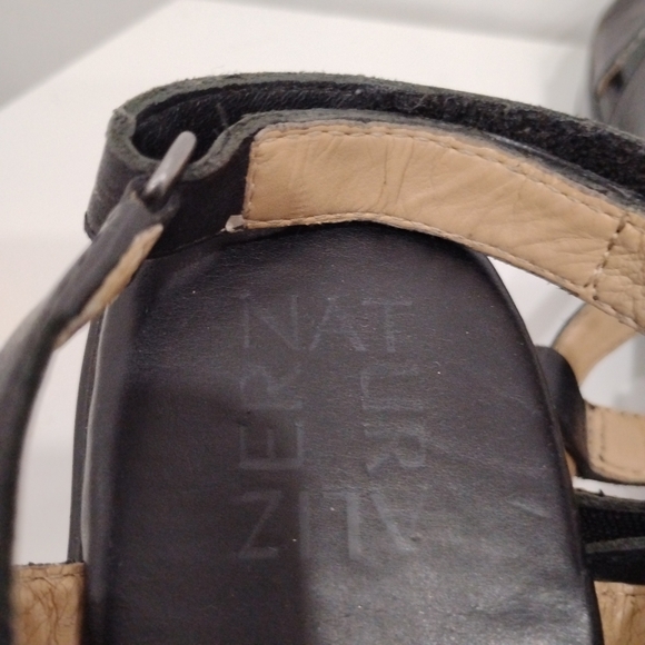 RETRO BLACK LEATHER SANDALS - Picture 3 of 5